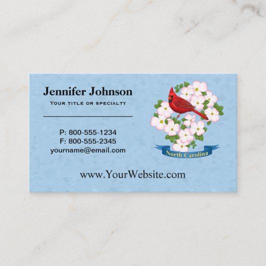 Carte De Visite Cardinal d'État de Caroline du Nord Oiseau Dogwood (Devant)