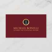 Carte De Visite Cardinal Red Leather Corporate Round Gold Logo (Devant)