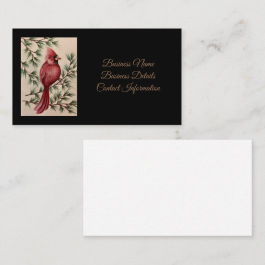 Carte De Visite Cardinal rouge et pins (Devant / Derrière)