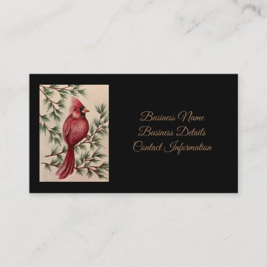 Carte De Visite Cardinal rouge et pins (Devant)