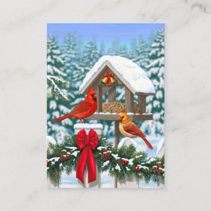Carte De Visite Cardinaux et mangeoire de Noël
