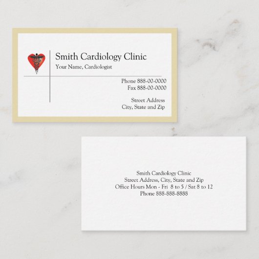 Carte de visite cardiologue (Devant / Derrière)