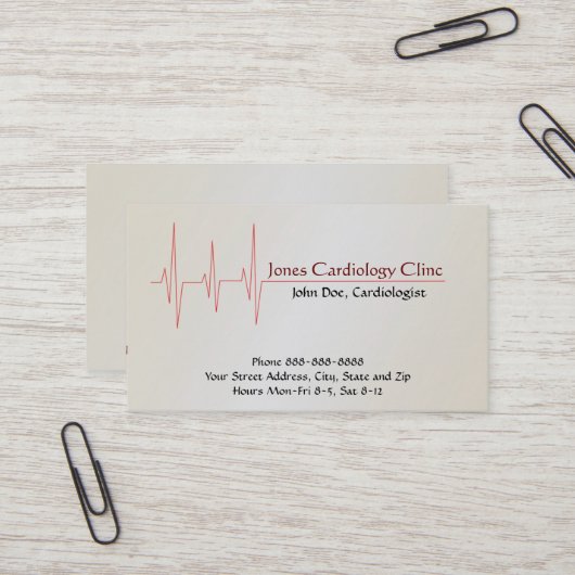 Carte de visite cardiologue (Devant/Arrière en situation)