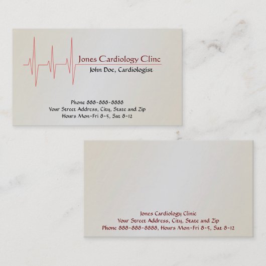 Carte de visite cardiologue (Devant / Derrière)