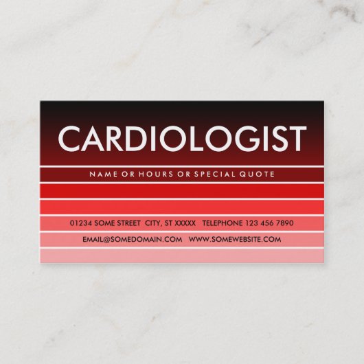 CARTE DE VISITE CARDIOLOGUE DE L'ÉCHANTILLON (Devant)