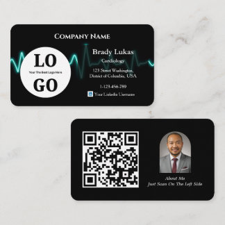 Carte De Visite Cardiology Business Card Custom Logo Modern Black