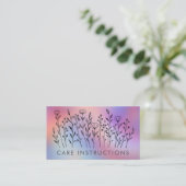 Carte De Visite CARE INSTRUCTIONS Chic Elegant Wildflower TieDye (Debout devant)