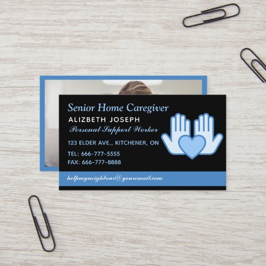 Carte De Visite Caregiver Home Help Nurse photo modern (Devant/Arrière en situation)