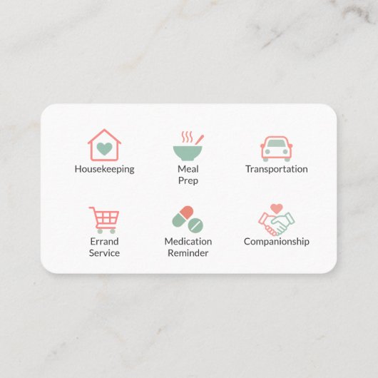 Carte De Visite Caregiver Service Modern Home Help (Dos)