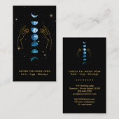 Carte De Visite *~* Caress Moon Blue Phases Turquoises + Hands Sta (Devant / Derrière)