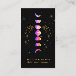 Carte De Visite *~* Caress Moon Blue rose Phases + Hands Star
