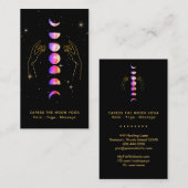 Carte De Visite *~* Caress Moon Blue rose Phases + Hands Star (Devant / Derrière)