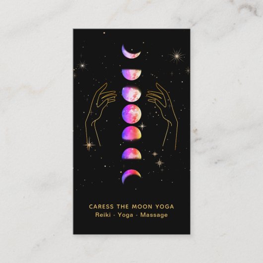 Carte De Visite *~* Caress Moon Blue rose Phases + Hands Star (Devant)