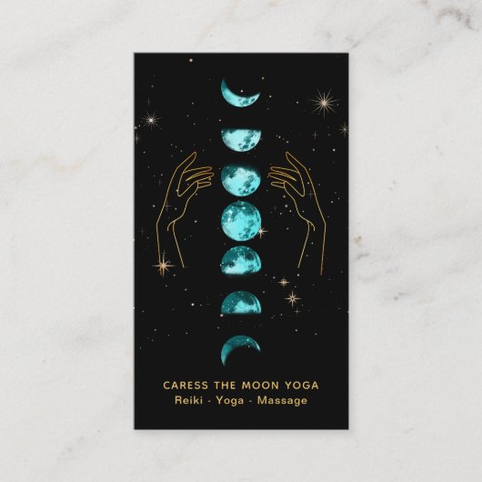 Carte De Visite *~* Caress Moon Turquoise Phases Bleues + Étoile M (Devant)