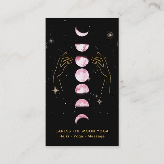 Carte De Visite *~* Caress PINK Moon Phases + Hands Celestia Star (Devant)