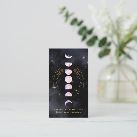 Carte De Visite *~* Caresser La Lune OPAL Phases + Mains Céleste (Debout devant)