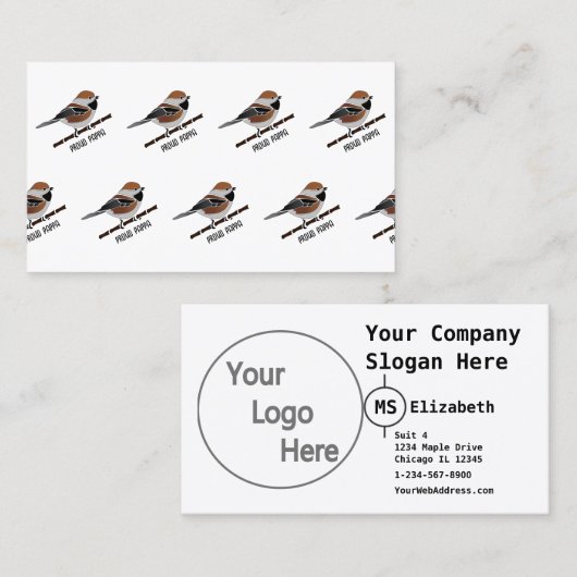 Carte De Visite Caricature adorable boréale pour oiseaux de poule (Devant / Derrière)