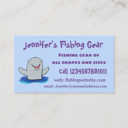 Carte De Visite Caricature adorable de marsouin (Devant)