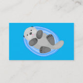 Carte De Visite Caricature bleu loutre de mer joyeux (Dos)