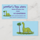 Carte De Visite Caricature de dinosaure de brontosaurus vert migno (Devant / Derrière)