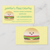 Carte De Visite Caricature de hamburger kawaii joyeux (Devant / Derrière)