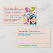 Carte De Visite Caricature de la dame du commissaire rose beige Pr (Devant / Derrière)