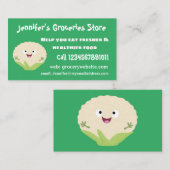 Carte De Visite Caricature de légume de chou-fleur joyeux (Devant / Derrière)