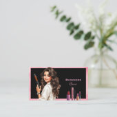 Carte De Visite Caricature de maquillage noir Haired Lady (Debout devant)