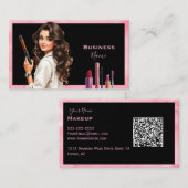 Carte De Visite Caricature de maquillage noir Haired Lady (Devant / Derrière)