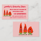 Carte De Visite Caricature de piments chantants mignons (Devant / Derrière)