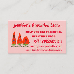 Carte De Visite Caricature de piments chantants mignons