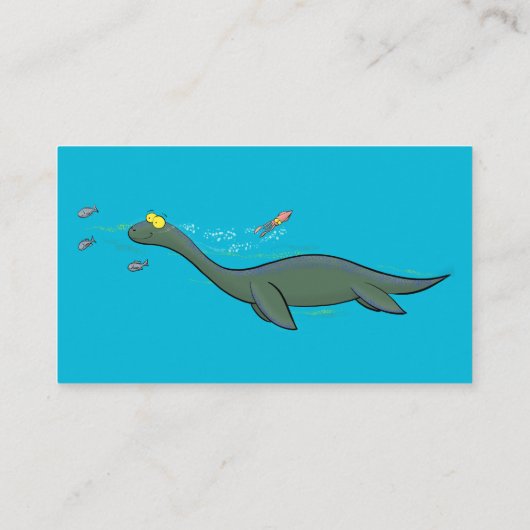 Carte De Visite Caricature de plesiosaure, monstre marin mignon et (Dos)