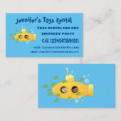 Carte De Visite Caricature de poisson sous-marin jaune mignon (Devant / Derrière)