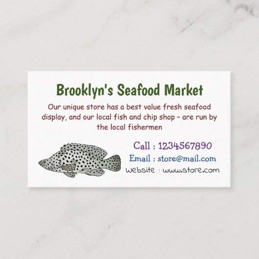 Carte De Visite Caricature de poissons de mérou à bosse (Devant)