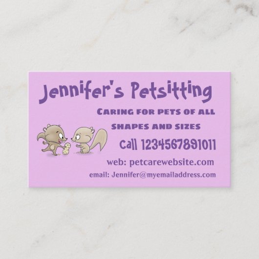 Carte De Visite Caricature d'écureuils marrants (Devant)