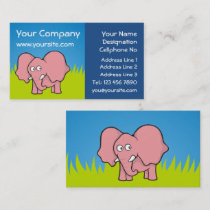 Carte De Visite Caricature d'éléphant rose