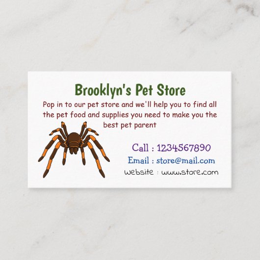 Carte De Visite Caricature déplaisante de tarantule brun et orange (Devant)
