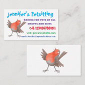 Carte De Visite Caricature d'oiseau rouge chantant mignon (Devant / Derrière)