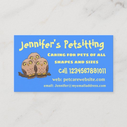 Carte De Visite Caricature en trio de chouette (Devant)