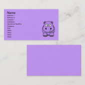Carte De Visite caricature-hippo mignon adorable violet amical (Devant / Derrière)