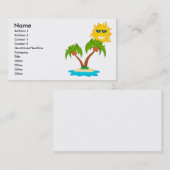 Carte De Visite caricature île soleil et palmiers (Devant / Derrière)