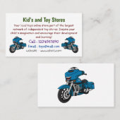 Carte De Visite Caricature joyeux bleu moto (Devant / Derrière)