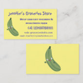 Carte De Visite Caricature joyeux de courgettes mignonnes (Devant / Derrière)