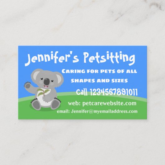 Carte De Visite Caricature joyeux koala agitant (Devant)