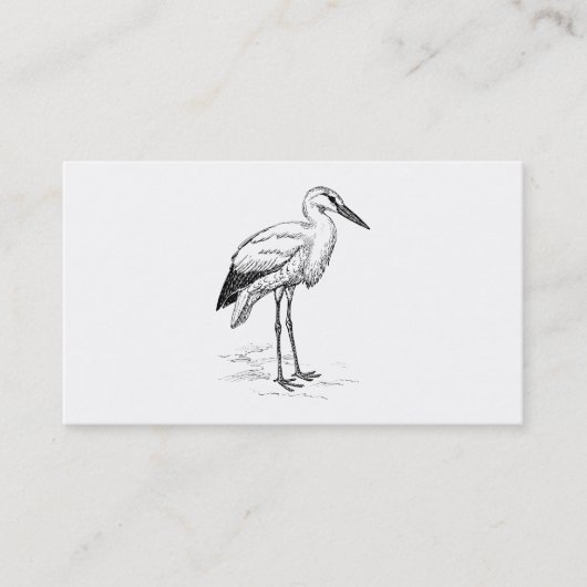 Carte De Visite Caricature noir et blanc cigogne (Devant)