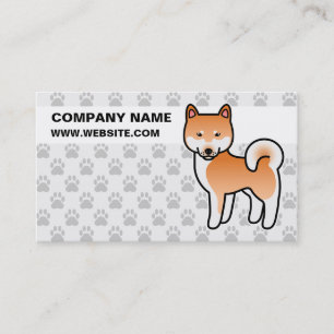 Carte De Visite Caricature rouge Shiba Inu
