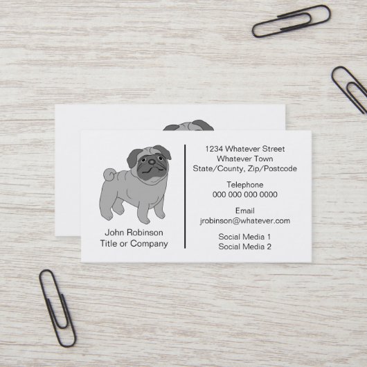 Carte De Visite Carlin Chien Design Grooming Parlor (Devant/Arrière en situation)