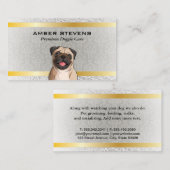Carte De Visite Carlin Cute Doggie | Modèle Damask (Devant / Derrière)