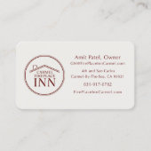 Carte De Visite Carmel FirePlace Inn - Manager - Custom Design (Devant)