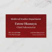 Carte De Visite Carmine Red Velvet Print (Dos)